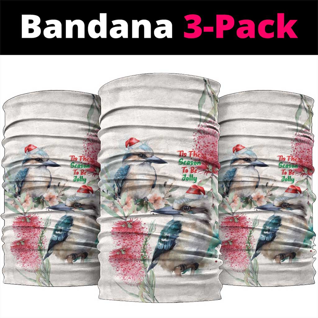 Australia Christmas Neck Gaiter Jolly Kookaburra Bottlebrush Watercolor - Aussie Hoodie