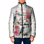 Australia Christmas Padded Jacket Jolly Kookaburra Bottlebrush Watercolor - Aussie Hoodie