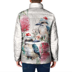 Australia Christmas Padded Jacket Jolly Kookaburra Bottlebrush Watercolor - Aussie Hoodie