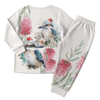 Australia Christmas Pajama Set Jolly Kookaburra Bottlebrush Watercolor - Aussie Hoodie