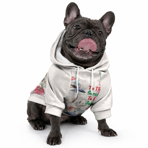 Australia Christmas Pet Hoodie Jolly Kookaburra Bottlebrush Watercolor