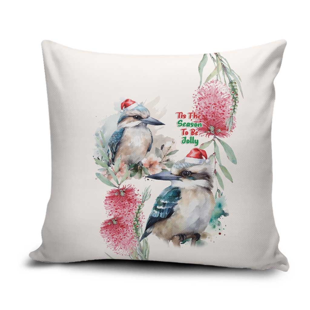 Australia Christmas Pillow Cover Jolly Kookaburra Bottlebrush Watercolor - Aussie Hoodie