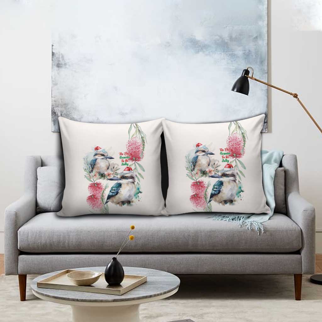 Australia Christmas Pillow Cover Jolly Kookaburra Bottlebrush Watercolor - Aussie Hoodie