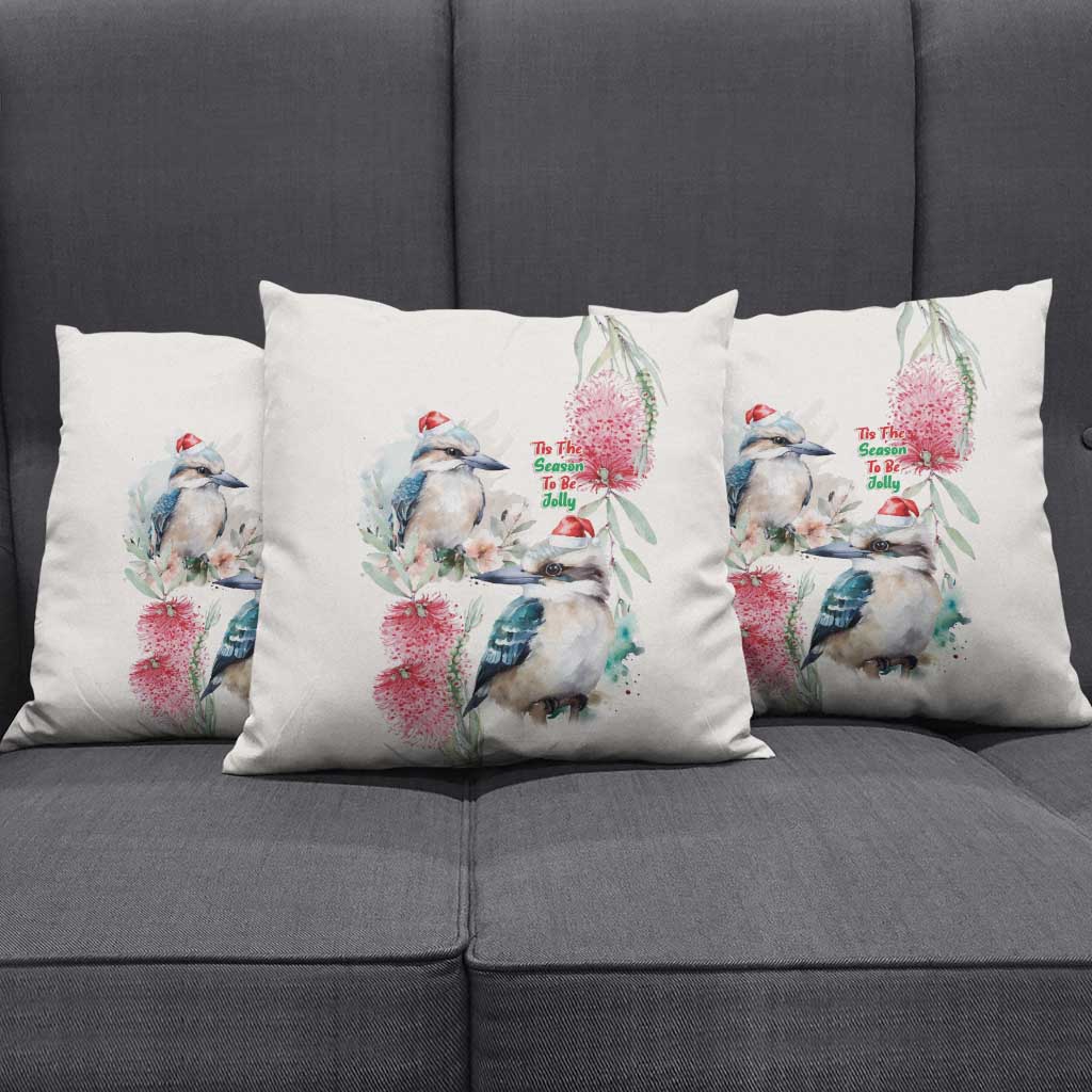 Australia Christmas Pillow Cover Jolly Kookaburra Bottlebrush Watercolor - Aussie Hoodie