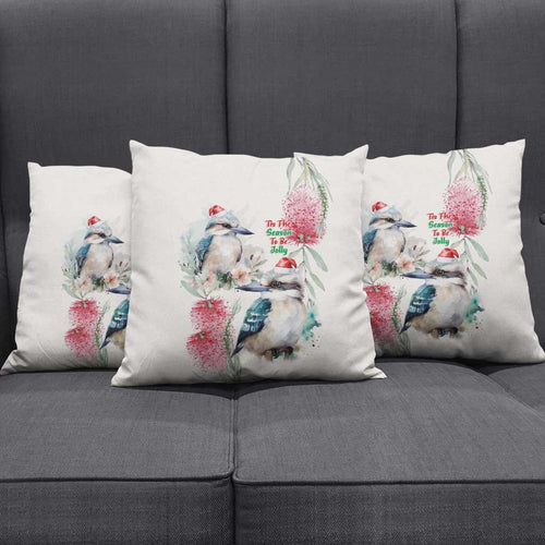 Australia Christmas Pillow Cover Jolly Kookaburra Bottlebrush Watercolor - Aussie Hoodie