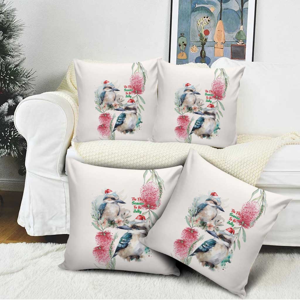 Australia Christmas Pillow Cover Jolly Kookaburra Bottlebrush Watercolor - Aussie Hoodie