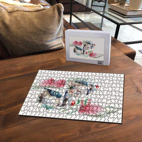 Australia Christmas Puzzle Jolly Kookaburra Bottlebrush Watercolor - Aussie Hoodie