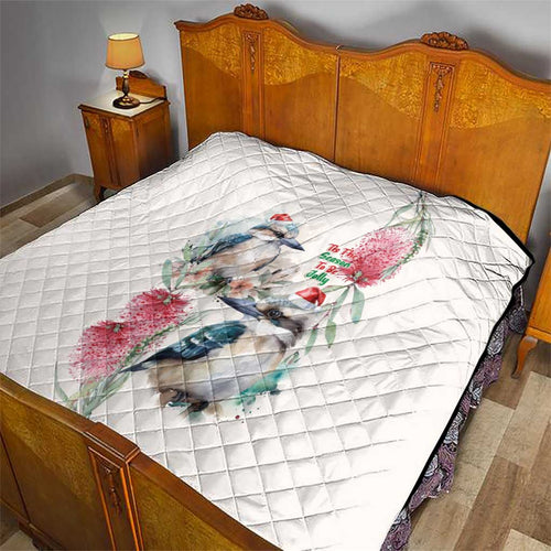 Australia Christmas Quilt Jolly Kookaburra Bottlebrush Watercolor - Aussie Hoodie