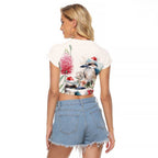 Australia Christmas Raglan Cropped T Shirt Jolly Kookaburra Bottlebrush Watercolor - Aussie Hoodie