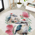 Australia Christmas Round Carpet Jolly Kookaburra Bottlebrush Watercolor - Aussie Hoodie