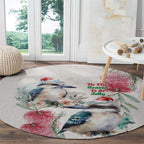 Australia Christmas Round Carpet Jolly Kookaburra Bottlebrush Watercolor - Aussie Hoodie