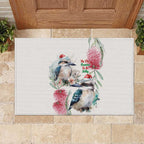 Australia Christmas Rubber Doormat Jolly Kookaburra Bottlebrush Watercolor - Aussie Hoodie