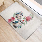 Australia Christmas Rubber Doormat Jolly Kookaburra Bottlebrush Watercolor - Aussie Hoodie