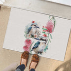 Australia Christmas Rubber Doormat Jolly Kookaburra Bottlebrush Watercolor - Aussie Hoodie