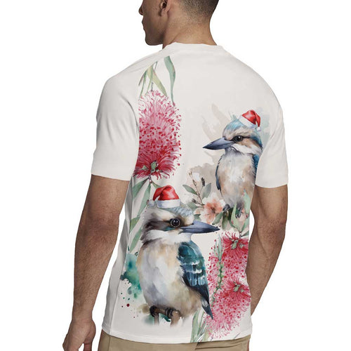 Australia Christmas Rugby Jersey Jolly Kookaburra Bottlebrush Watercolor - Aussie Hoodie
