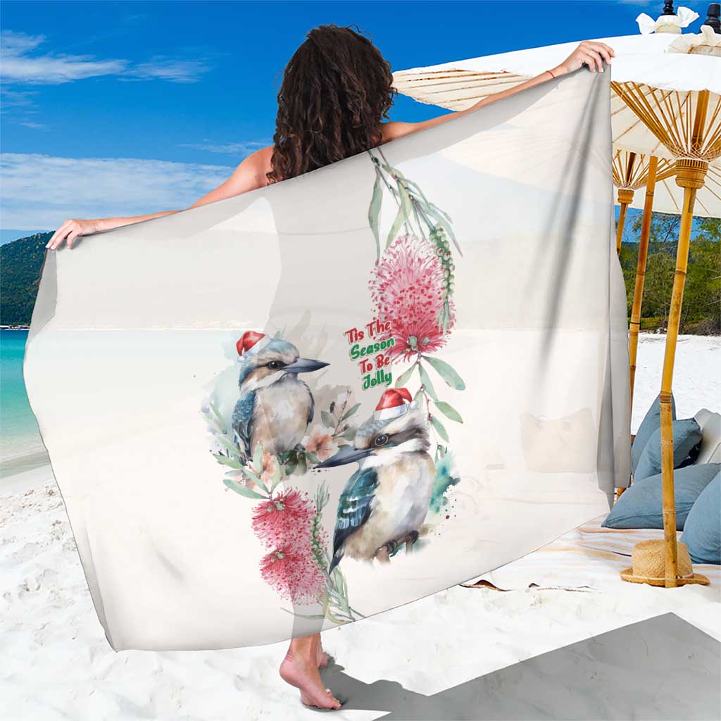 Australia Christmas Sarong Jolly Kookaburra Bottlebrush Watercolor - Aussie Hoodie