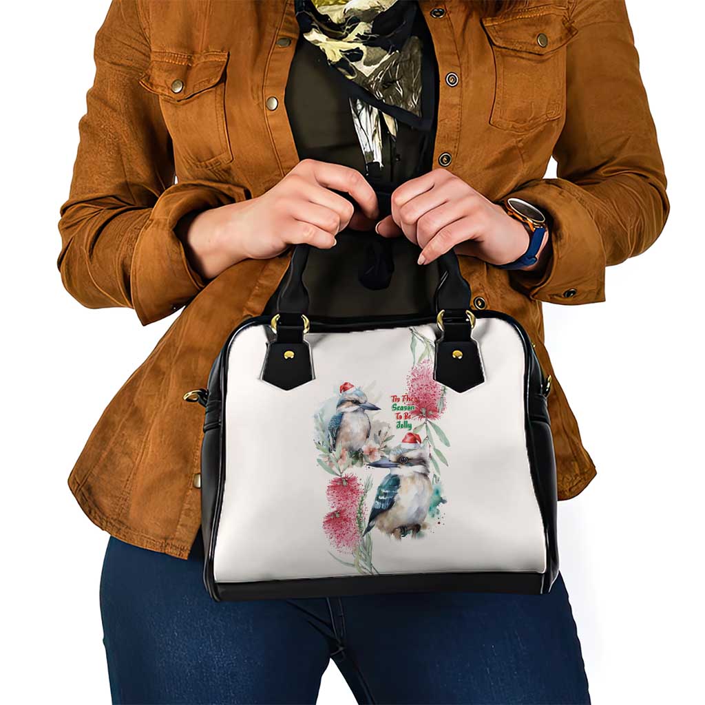 Australia Christmas Shoulder Handbag Jolly Kookaburra Bottlebrush Watercolor - Aussie Hoodie