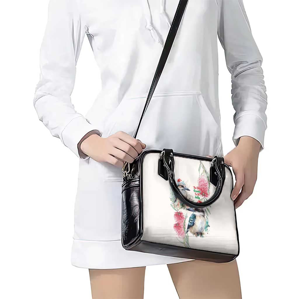 Australia Christmas Shoulder Handbag Jolly Kookaburra Bottlebrush Watercolor - Aussie Hoodie
