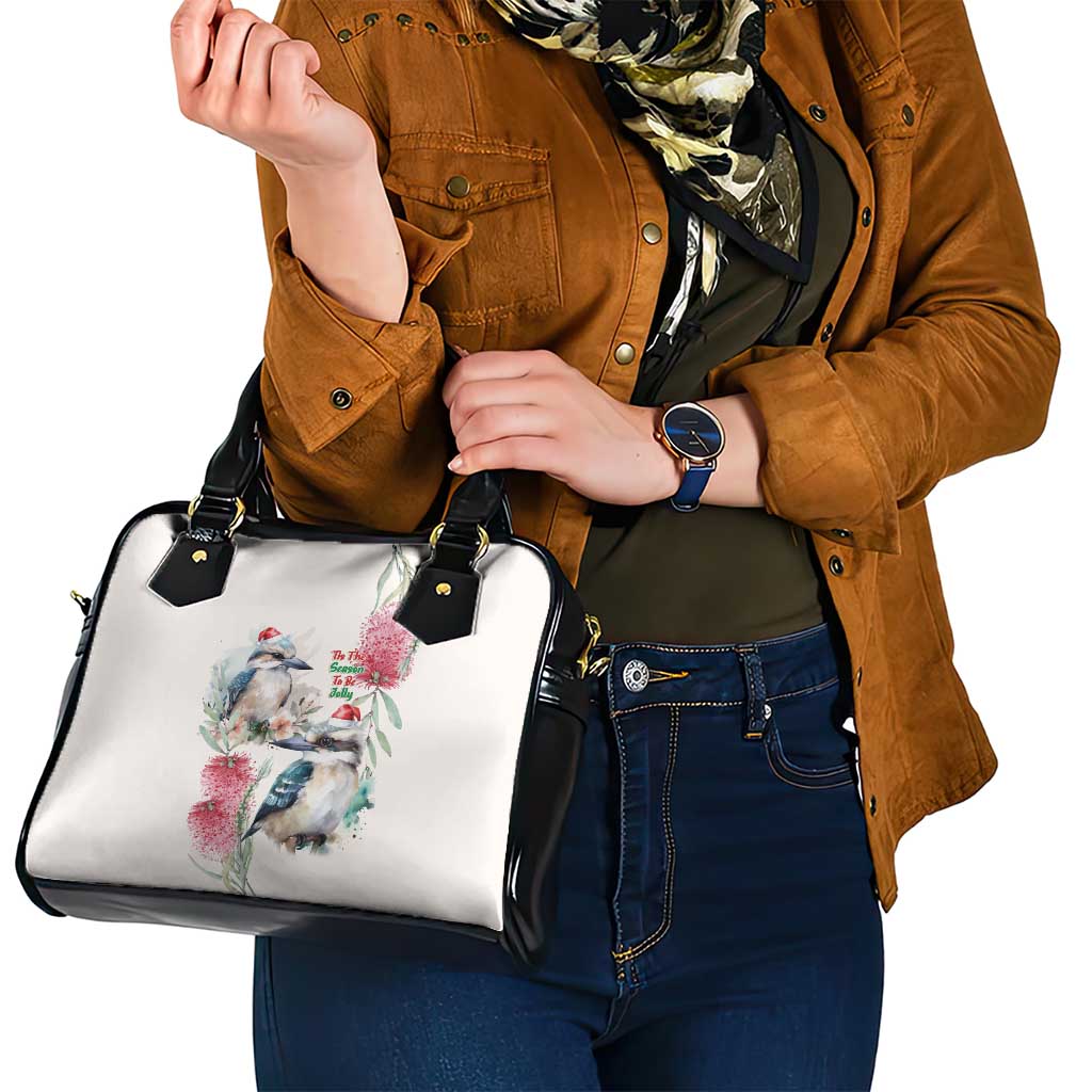 Australia Christmas Shoulder Handbag Jolly Kookaburra Bottlebrush Watercolor - Aussie Hoodie