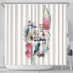 Australia Christmas Shower Curtain Jolly Kookaburra Bottlebrush Watercolor - Aussie Hoodie