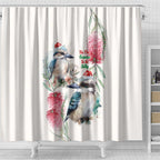 Australia Christmas Shower Curtain Jolly Kookaburra Bottlebrush Watercolor - Aussie Hoodie