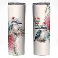 Australia Christmas Skinny Tumbler Jolly Kookaburra Bottlebrush Watercolor - Aussie Hoodie
