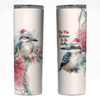 Australia Christmas Skinny Tumbler Jolly Kookaburra Bottlebrush Watercolor - Aussie Hoodie