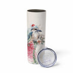 Australia Christmas Skinny Tumbler Jolly Kookaburra Bottlebrush Watercolor - Aussie Hoodie