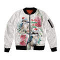 Australia Christmas Sleeve Zip Bomber Jacket Jolly Kookaburra Bottlebrush Watercolor - Aussie Hoodie