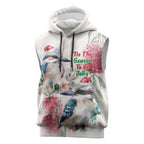 Australia Christmas Sleeveless Hoodie Jolly Kookaburra Bottlebrush Watercolor - Aussie Hoodie