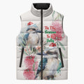 Australia Christmas Sleeveless Puffer Jacket Jolly Kookaburra Bottlebrush Watercolor - Aussie Hoodie