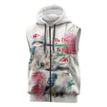 Australia Christmas Sleeveless Zip Hoodie Jolly Kookaburra Bottlebrush Watercolor LT14