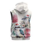 Australia Christmas Sleeveless Zip Hoodie Jolly Kookaburra Bottlebrush Watercolor LT14