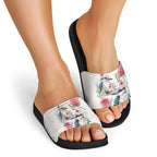 Australia Christmas Slide Sandals Jolly Kookaburra Bottlebrush Watercolor - Aussie Hoodie