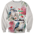 Australia Christmas Sweatshirt Jolly Kookaburra Bottlebrush Watercolor - Aussie Hoodie