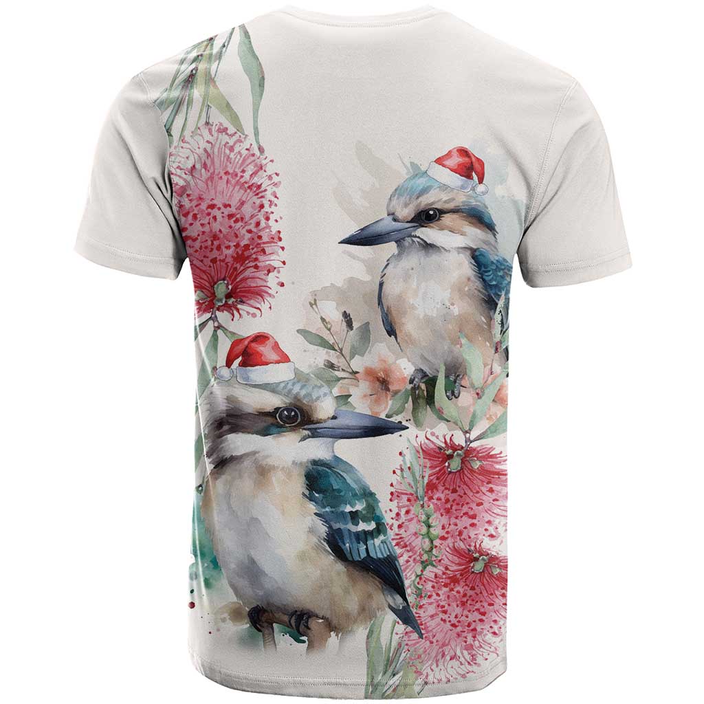 Australia Christmas T Shirt Jolly Kookaburra Bottlebrush Watercolor - Aussie Hoodie