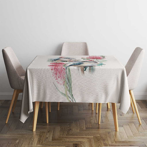 Australia Christmas Tablecloth Jolly Kookaburra Bottlebrush Watercolor - Aussie Hoodie