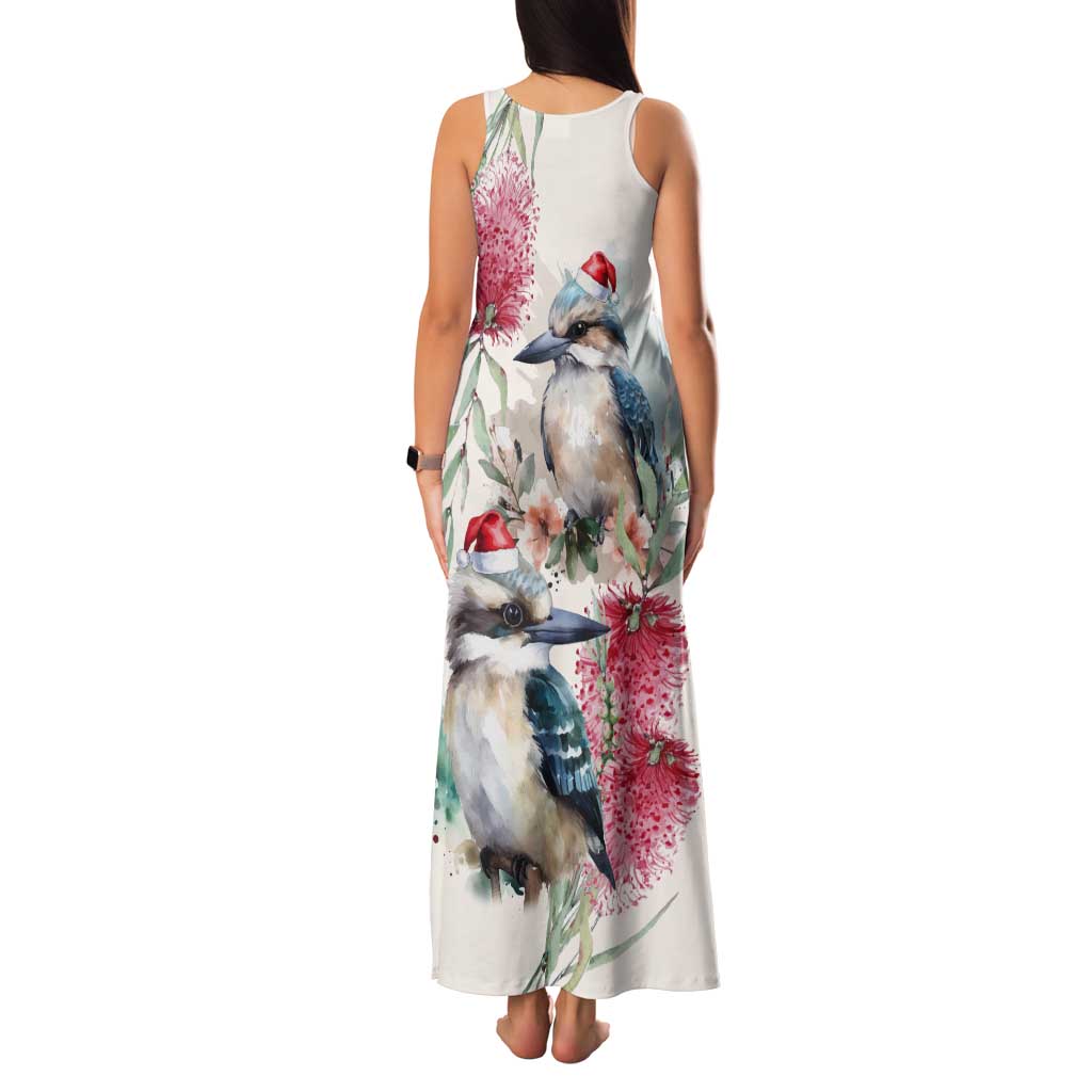 Australia Christmas Tank Maxi Dress Jolly Kookaburra Bottlebrush Watercolor - Aussie Hoodie