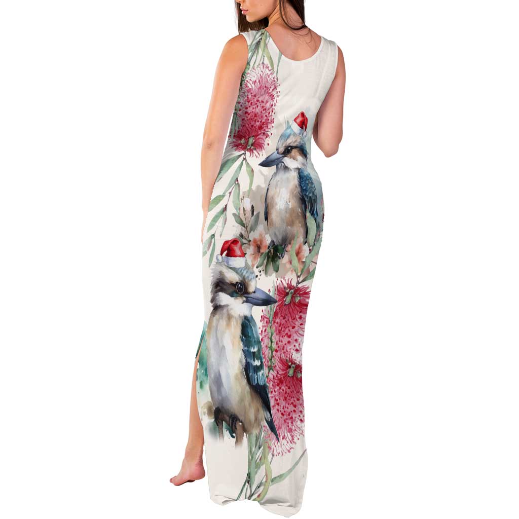 Australia Christmas Tank Maxi Dress Jolly Kookaburra Bottlebrush Watercolor - Aussie Hoodie