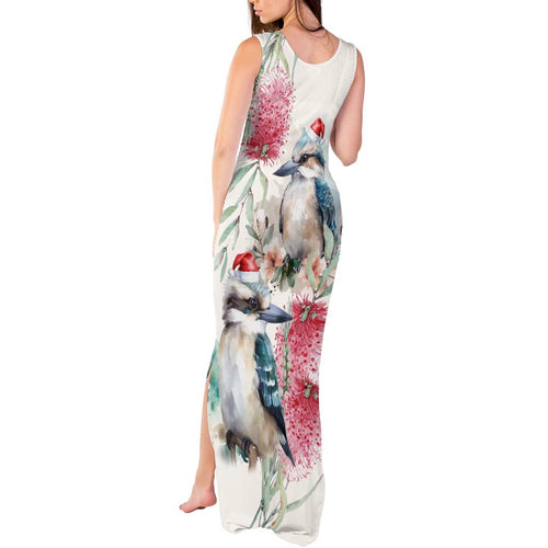 Australia Christmas Tank Maxi Dress Jolly Kookaburra Bottlebrush Watercolor - Aussie Hoodie