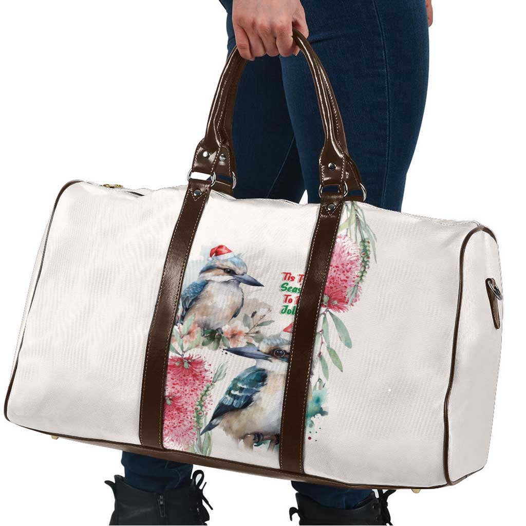 Australia Christmas Travel Bag Jolly Kookaburra Bottlebrush Watercolor - Aussie Hoodie