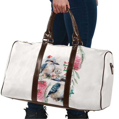 Australia Christmas Travel Bag Jolly Kookaburra Bottlebrush Watercolor - Aussie Hoodie