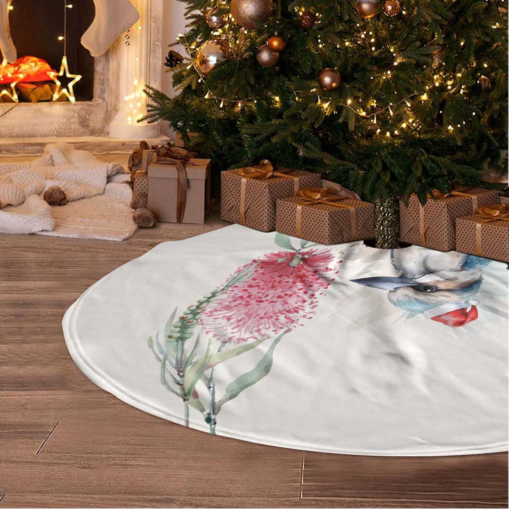 Australia Christmas Tree Skirt Jolly Kookaburra Bottlebrush Watercolor - Aussie Hoodie