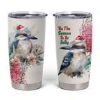 Australia Christmas Tumbler Cup Jolly Kookaburra Bottlebrush Watercolor - Aussie Hoodie