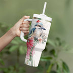 Australia Christmas Tumbler With Handle Jolly Kookaburra Bottlebrush Watercolor - Aussie Hoodie