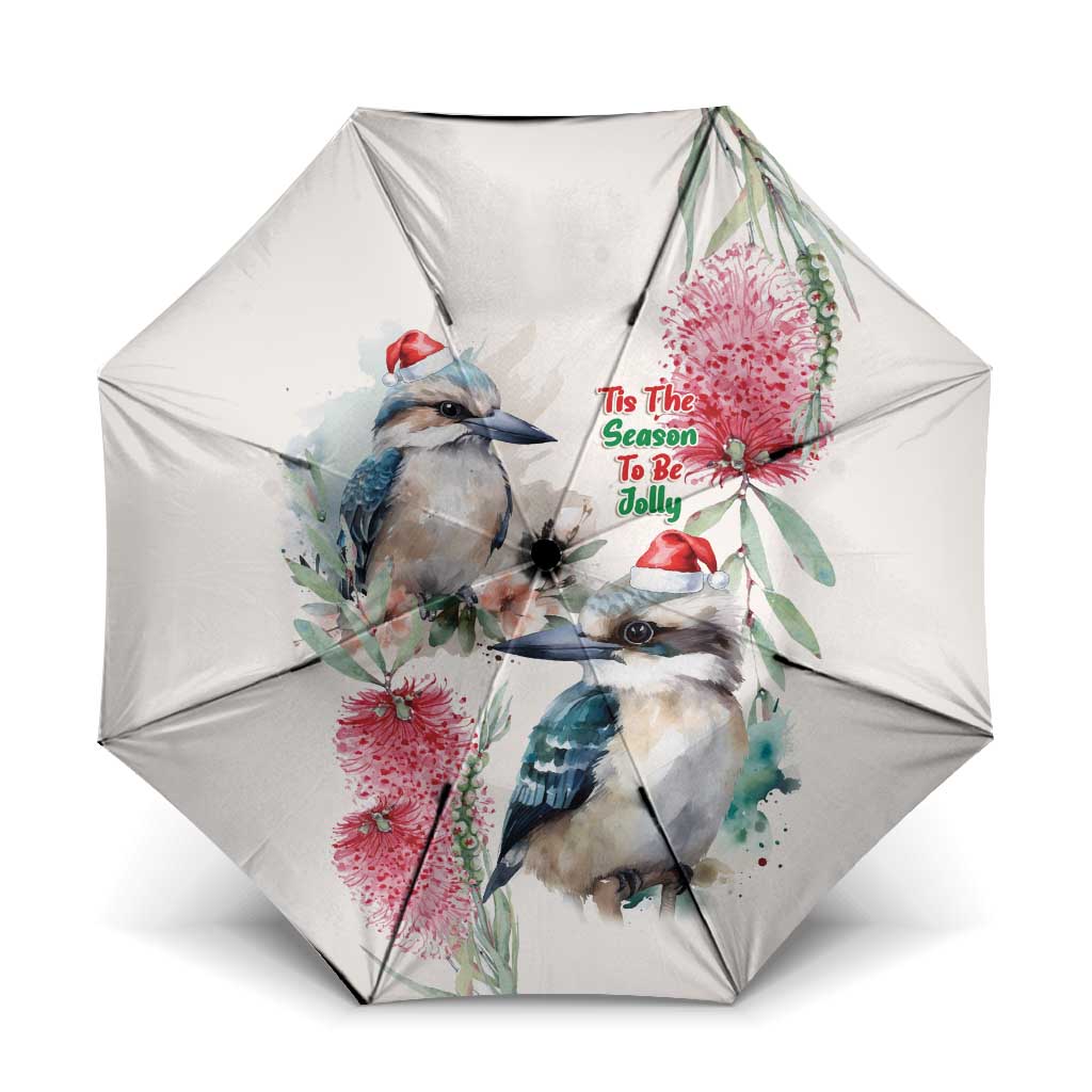 Australia Christmas Umbrella Jolly Kookaburra Bottlebrush Watercolor - Aussie Hoodie