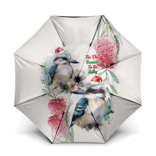 Australia Christmas Umbrella Jolly Kookaburra Bottlebrush Watercolor - Aussie Hoodie