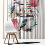 Australia Christmas Window Curtain Jolly Kookaburra Bottlebrush Watercolor - Aussie Hoodie