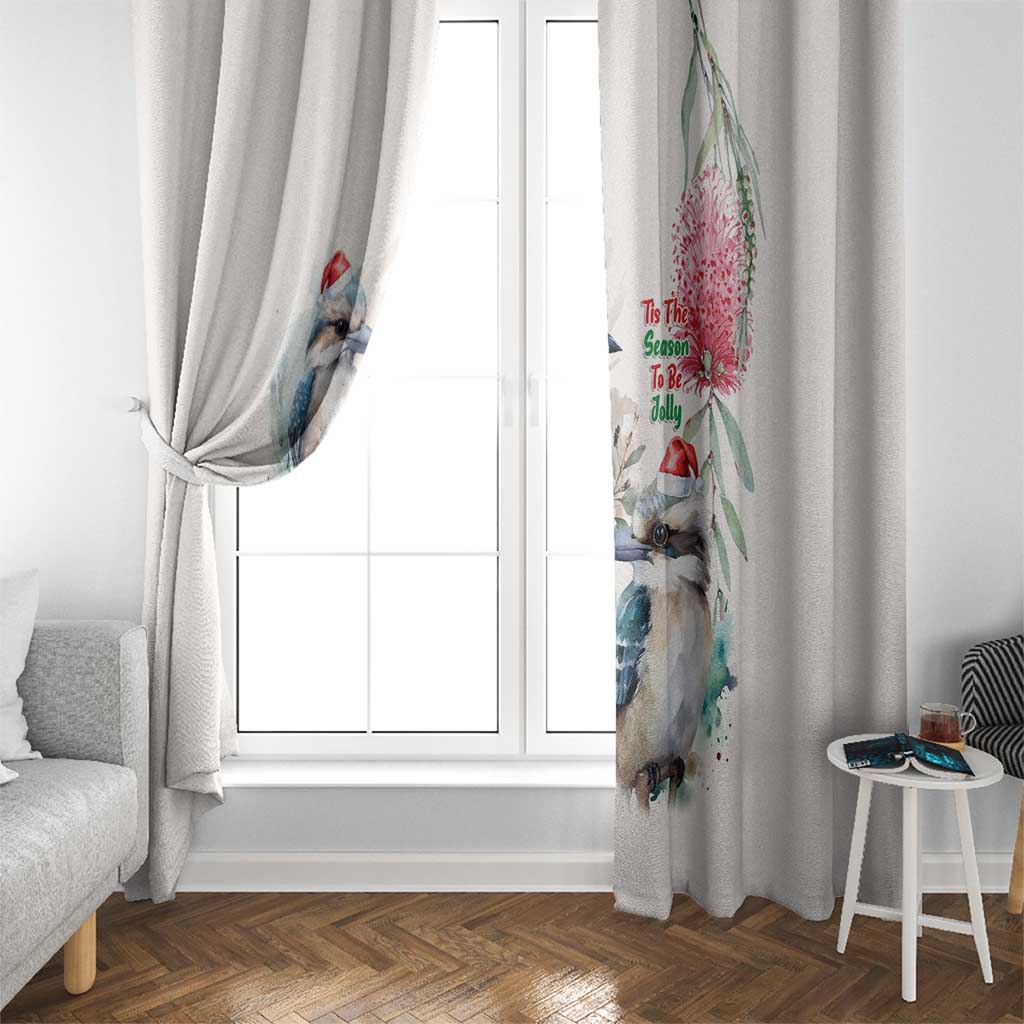 Australia Christmas Window Curtain Jolly Kookaburra Bottlebrush Watercolor - Aussie Hoodie