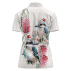 Australia Christmas Women Polo Shirt Jolly Kookaburra Bottlebrush Watercolor - Aussie Hoodie